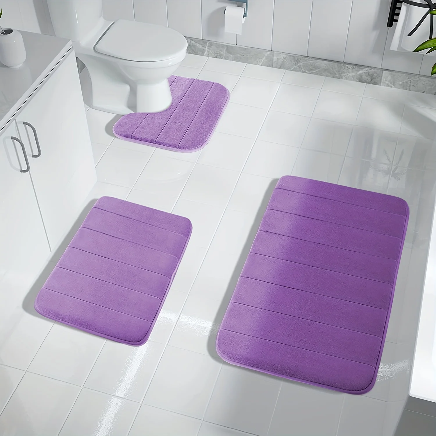 Memory Foam Bathroom Carpet, Soft Absorbent Bathroom Mats, Machine-Washable Bathroom Mats, Micro-Fiber Quick-Dry Bathroom Mats