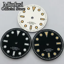 Miuksi 29mm black white watch dial luminous fit NH34 NH35 NH36 ETA2824 2836 Miyota8215 Mingzhu DG2813 3804 PT5000 movement