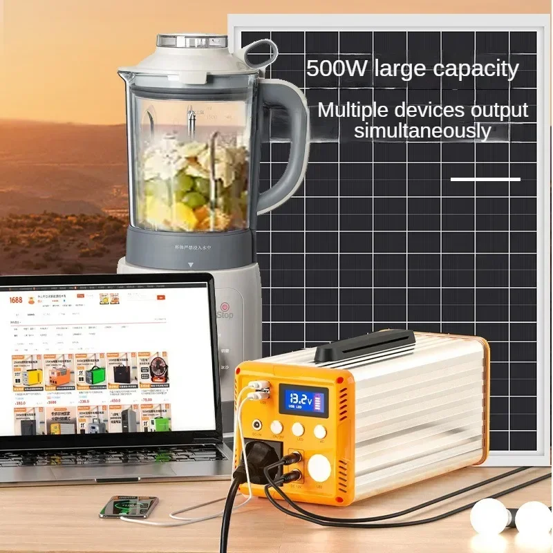 500W Portable Power Station 360Wh solar generetor  Solar Panel Kit 220V Emergency Mobile Power Bank Outdoor Camping equipment