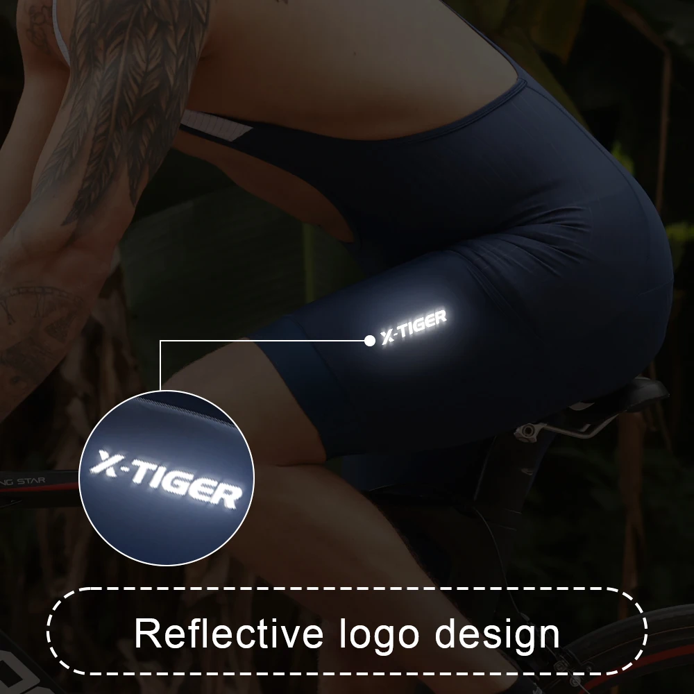 X-TIGER Men\'s Cycling Shorts Long Distance Riding Bib Shorts Pro Men\'s Cycling Shorts High Density Foam Cushion 5 CM Leg Gripper