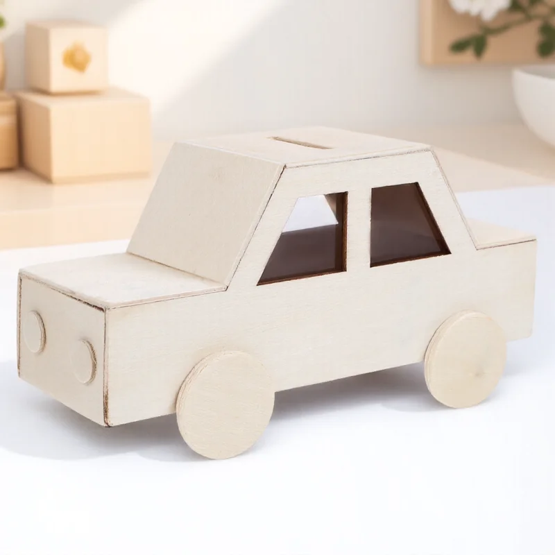 

Wooden Car Mold Money Saving Jar Reusable Tin Decoration Cute Accessories Diy Coin Bank Unfinished Banks Piggybank