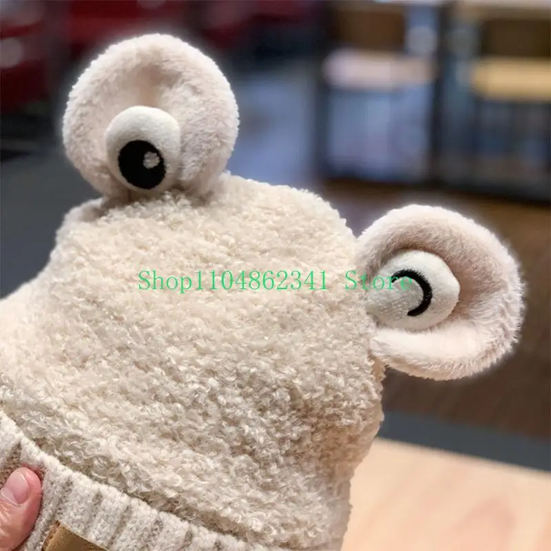 652F Trendy Knitted Hat for Frog Ears Winter Hat Beanie Hat Wild for Outdoor Spo