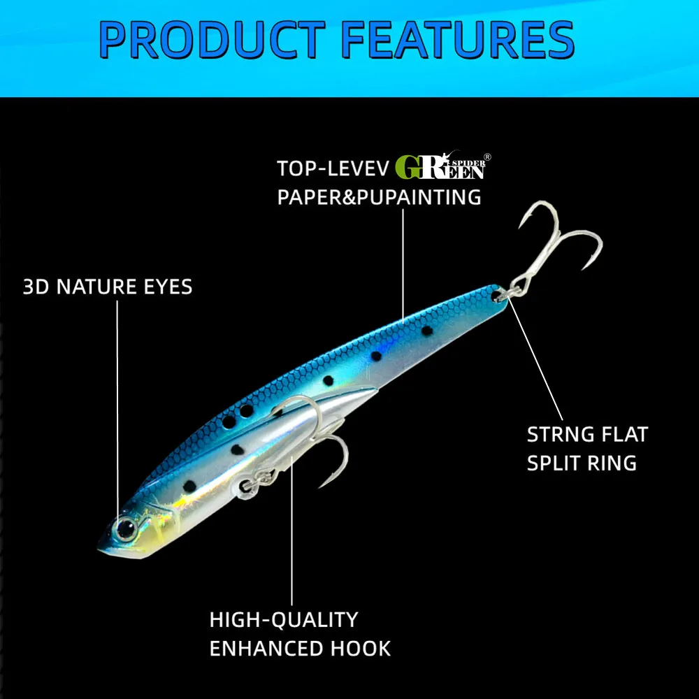 1Pcs 110mm 44g Sinking VIB Fishing Bait Trout Bass Lure Saltwater Swimbait Metal Jig Wobbler Fishing Pesca Metal Vib Lure