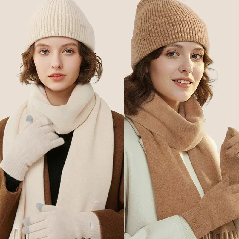 ropa-de-abrigo-para-exteriores-accesorios-de-color-solido-traje-de-proteccion-contra-el-frio-para-adultos-conjunto-de-tres-piezas-de-punto-para-invierno