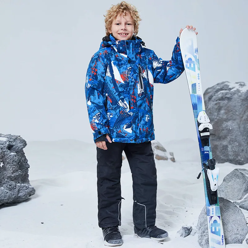 -30℃ Boy girl skiing suit waterproof 5 6 7 8 9 10 11 12 13 14 15 year old children's snow clothing Warm snowboarding Coat pant