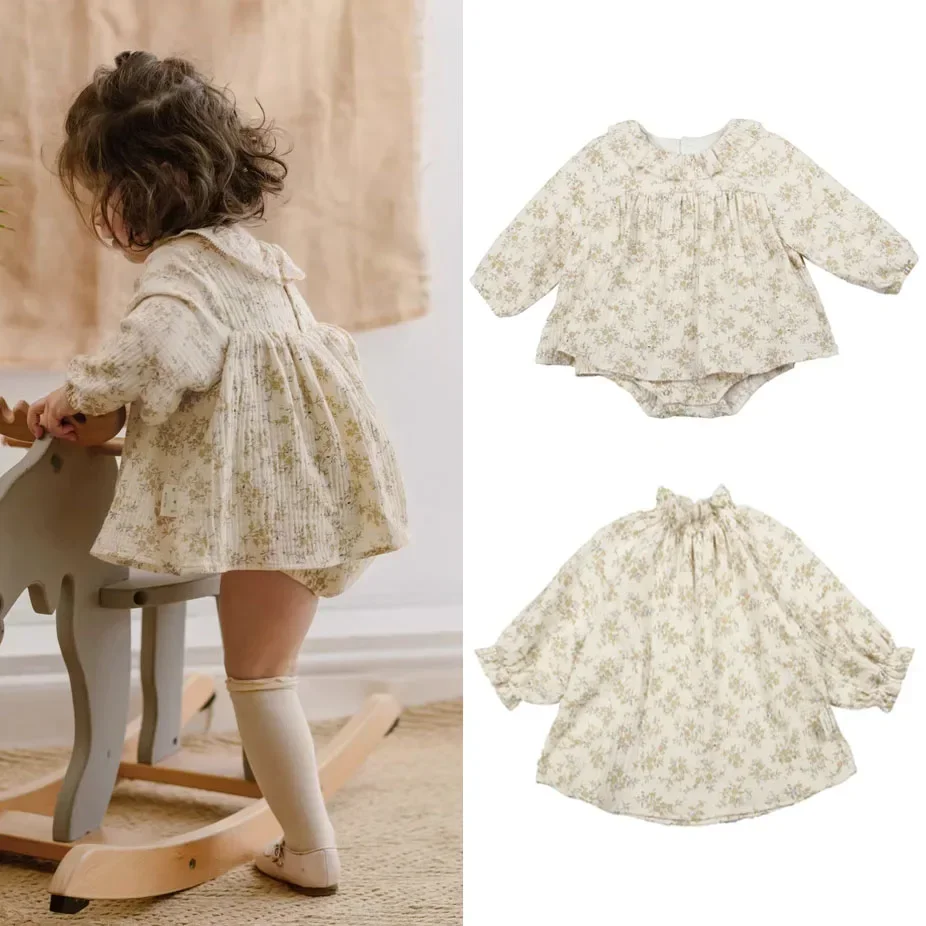 Blumen Baby Mädchen Kleider Frühling Bio-Baumwolle Neugeborenen Mädchen Stram pler Kleinkind Mädchen Kleidung