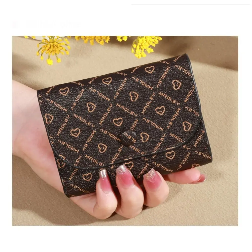 Retro Printed Women Short Wallet PU Leather Large Capacity Coin Purse Multi Slot Money Pouch Credit Card Holder