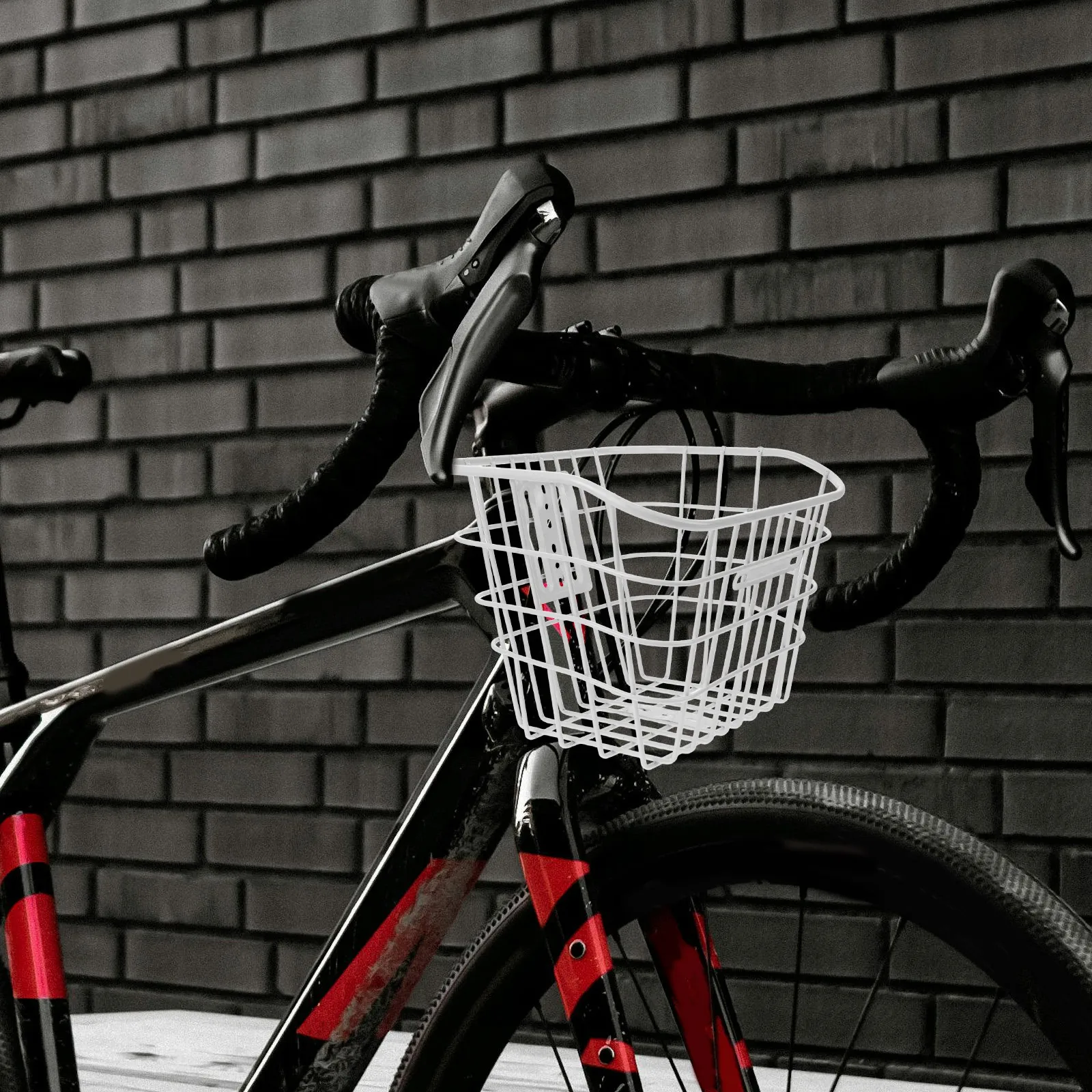 

Sturdy Front Bike Detachable Electric Bike Wire Basket Thickened Metal Cycling Storage Container White Large Capacity Easy