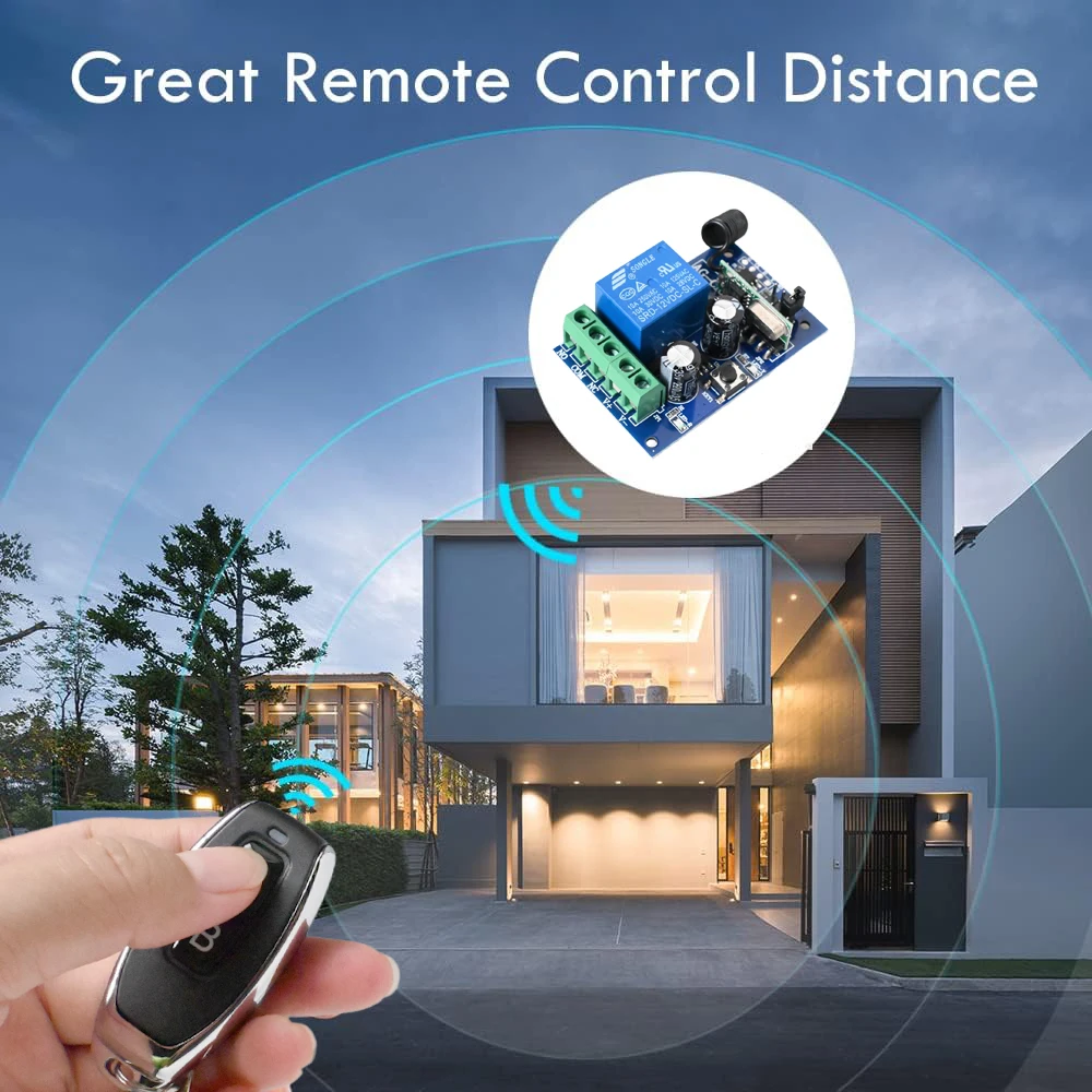 RF 433HMZ Remote Control Smart Switch KIT DC 12V Wireless Momentary Switch Wireless Relay Transmitter with Receiver for Home Use