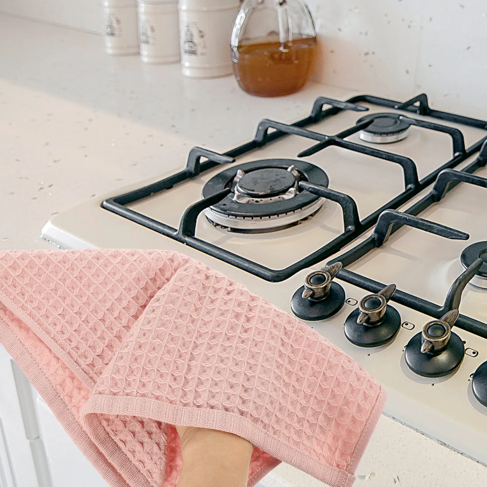 

6pcs Cotton Towel Set Waffle Weave Bath Face Dry Soft Absorbent for Bathroom Kitchen Bulk Housewarming Gift