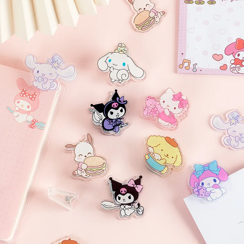Cartoon Kuromi and Hello Kitty acrylic PP clip, handmade double-sided clip, folder, self-adhesive clip