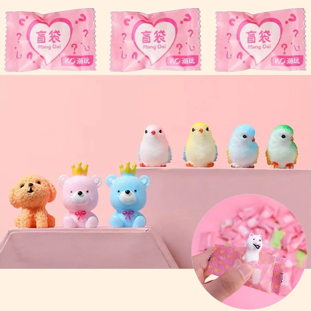 Mini Animal Mystery Bags Dog Bird Duck Simulation Statue Cute Animal Cake Decorations Baby Shower Favors Kid Birthday Party Toys