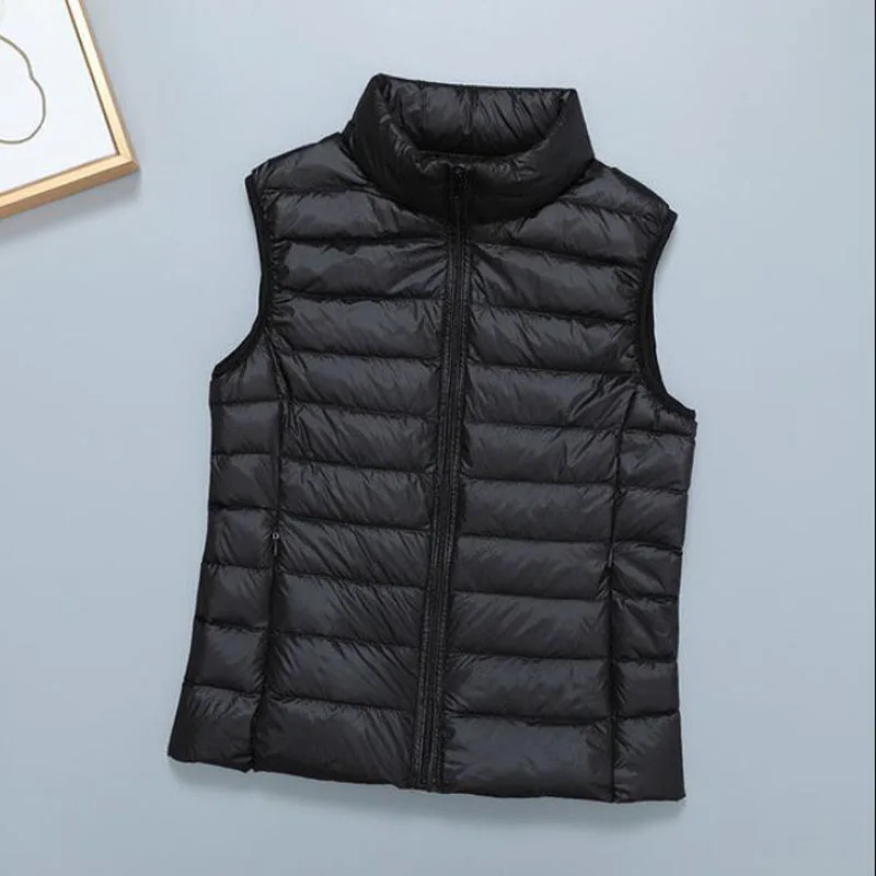 2024 White Duck Down Jacket Women Vest Autumn Winter Sleeveless Waistcoat Warm Lightweight Puffer Jacket Female Tops Outwear