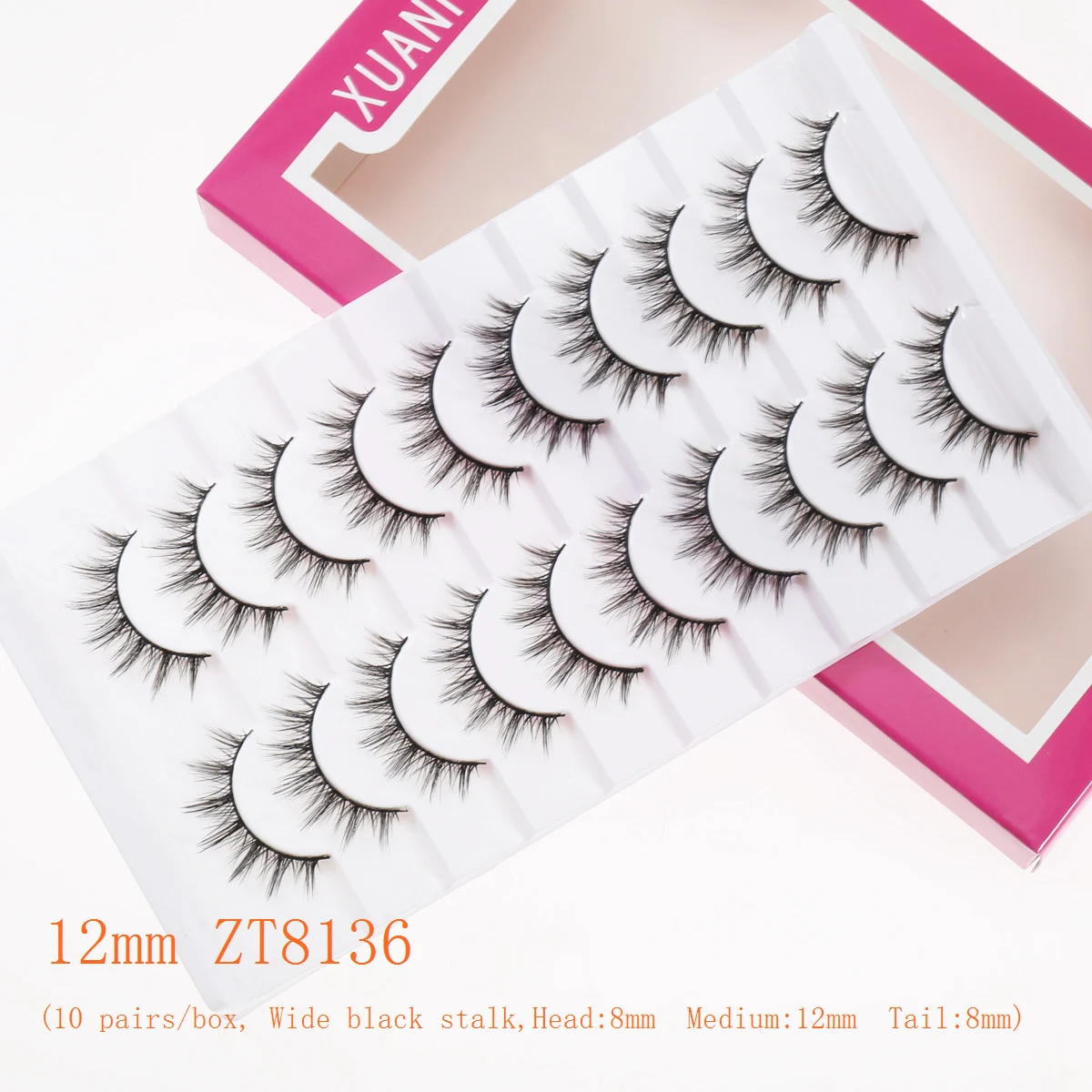 Xuanfeiwu رموش عنقودية واقعية طبيعية كاملة الشريط لمكياج أداء المسرح، رموش صناعية مجعدة وكثافة للمكياج الخفيف اليومي ورموش على طراز الرسوم المتحركة #4