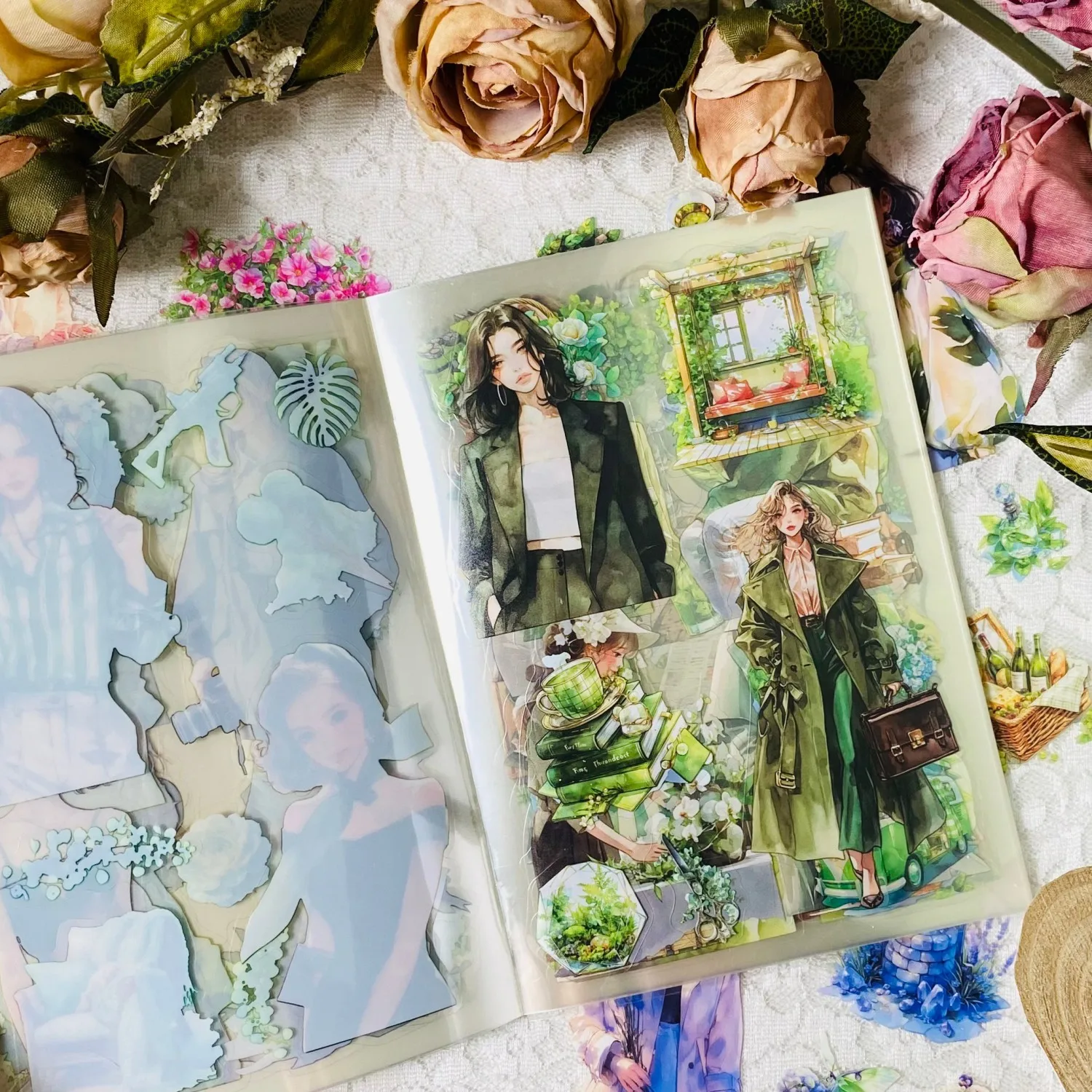 

20sheets Journaling Stickers Pre-Cut PET Stickers for Junk Journal Scrapbooking Transparent Journal Embelishment Sticker