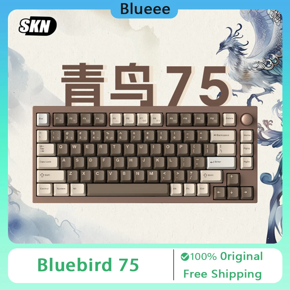 SKN Bluebird 75 Mechanical Keyboard Aluminum Alloy RGB Wireless Bluetooth Tri-Mode E-sports Gasket Customized Gaming Keyboard