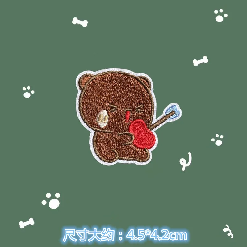 Bubu Yier زوجين أنيمي بقع للملابس لطيف ذاتية اللصق التصحيح الحديد على التطريز DIY بها بنفسك بقع على الملابس زين الأقمشة