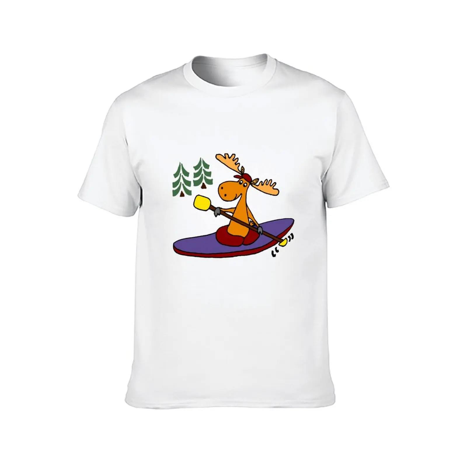 Cool Funny Kayaking Moose T-Shirt t shirt man cotton anime t shirts for man T-Shirt