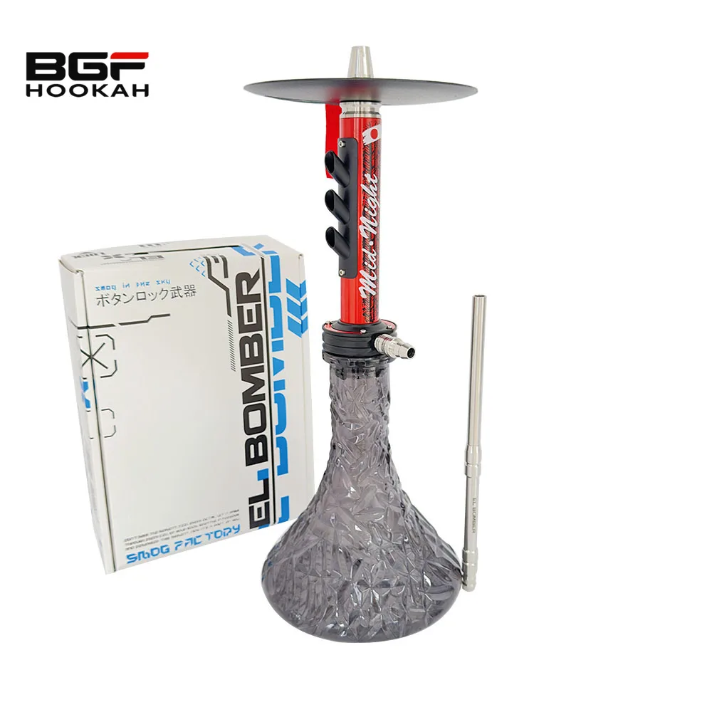 

Red El Bomber Midnight Hookah Shisha Smoking Set Stainless Steel Russian Hookah Without Bottle