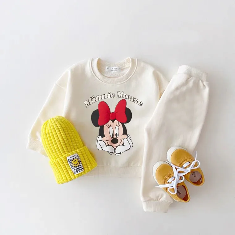 Brand Sweatshirts Sets Infant Girls Simple Casual Loose Hoodies Cotton Trousers 2pcs Child Boys Fashion Simple Long Sleeve Suit