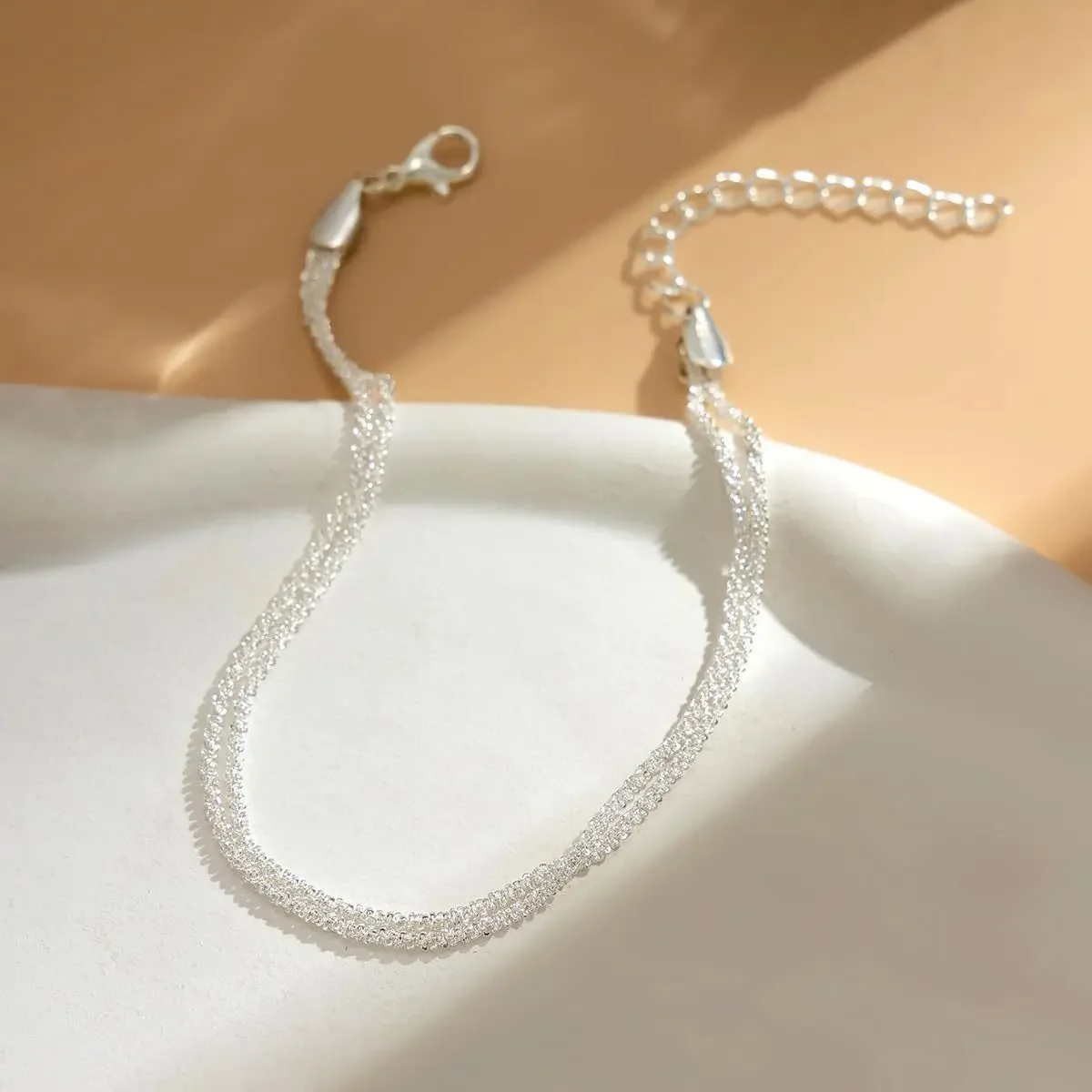 الصيف لامعة تألق النحاس خلخال للنساء الفضة الذهب اللون متعدد الطبقات سلسلة على الساق القدم الشاطئ الكاحل سوار مجوهرات