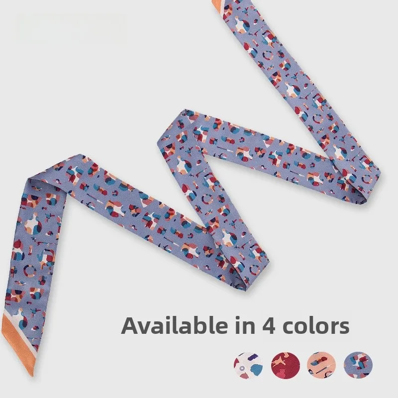 

Suzhou Museum True Silk Scarf Versatile Elegant Narrow Silk Scarf Women's Birthday Gift All Season Decorative Neck Scarf