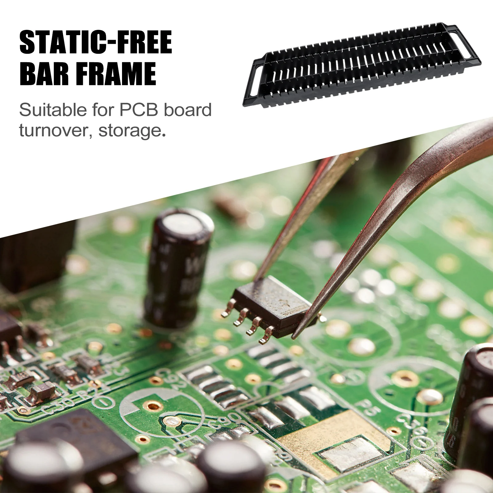 

2Pcs Dual-Ear Anti-Static Bar Frame 25-Slot Pcb Rack Static-Resistant Circuit Board Storage Heat Insulation Black
