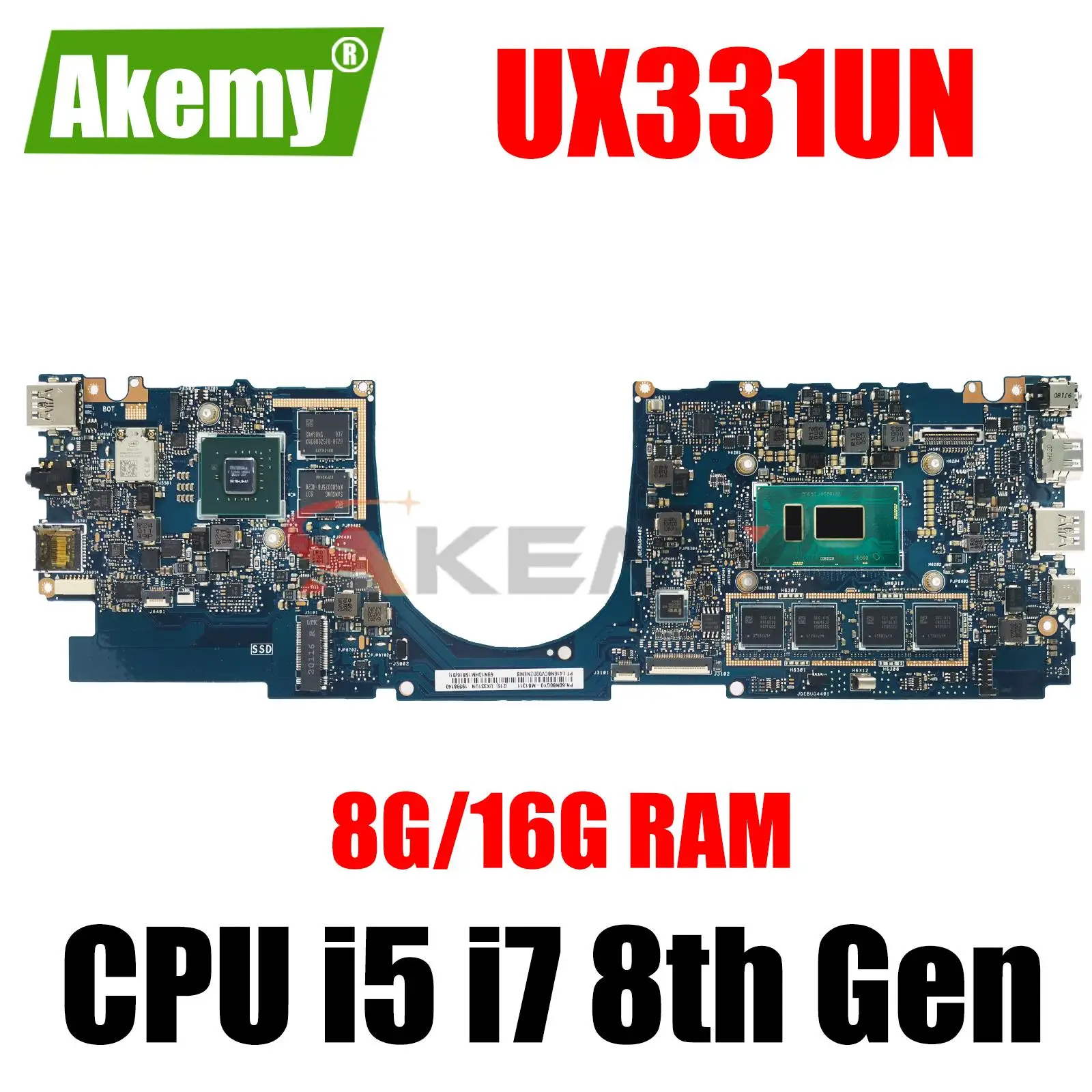 

UX331UN Motherboard For ASUS UX331UA UX331UAL UX331UQ UX331U Notebook Mainboard With I3 I5 I7-7th 8th RAM-4G 8G 16G UMA V2G