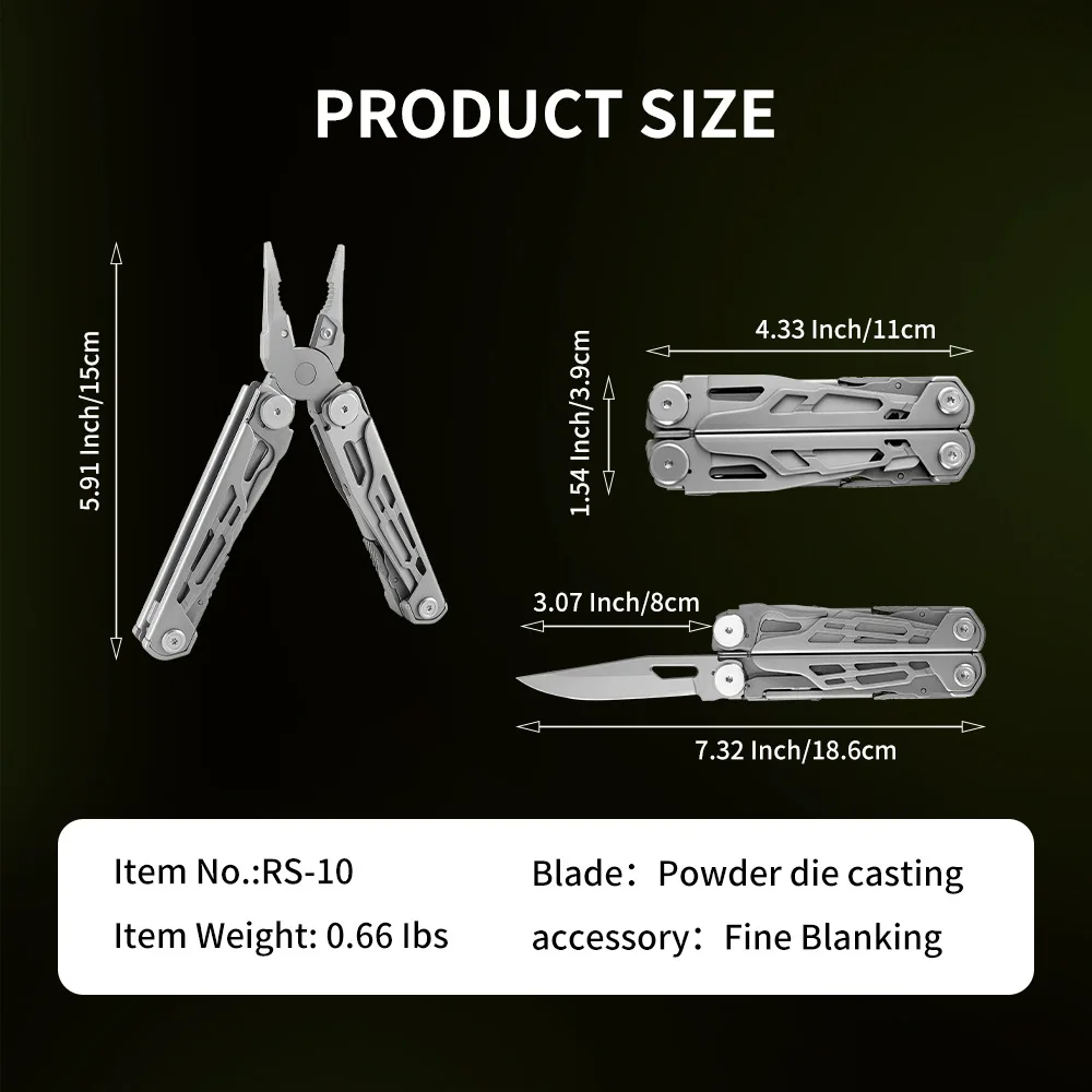 19 in1 Multitool Pliers Folding Multi‑Tool Knife Saw Screwdriver Outdoor Camping Survival EDC Tool with Carry Pouch