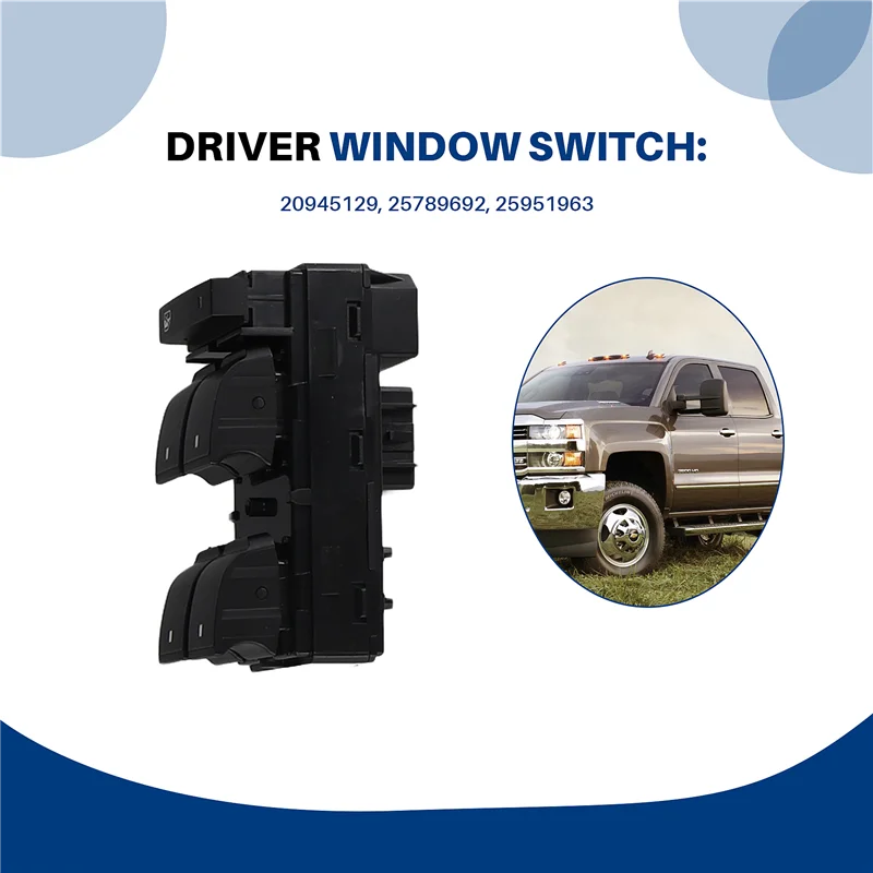 

6Pcs/Set Front Left Right Power Window Lifter Button Door Lock Mirror Control Switch For Chevy Silverado GMC Sierra-M53K