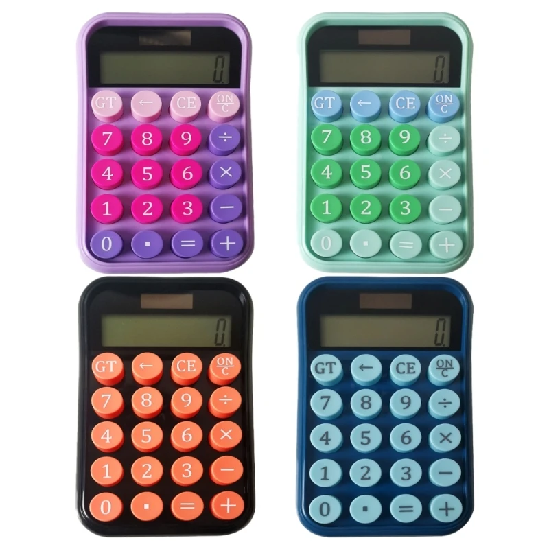 Portable 12Digit LCD Calculator Easy to Read Screen Slip Resistant Base Mechanical Keypad Calculator for Various Use