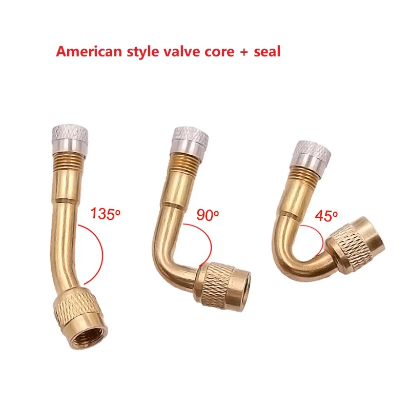 Air Tyre Valve Stem Extension Adapter Tire Repair Tool for Car Truck Motorcycle Bicycle Accessories 45 90 135 Degree Brass