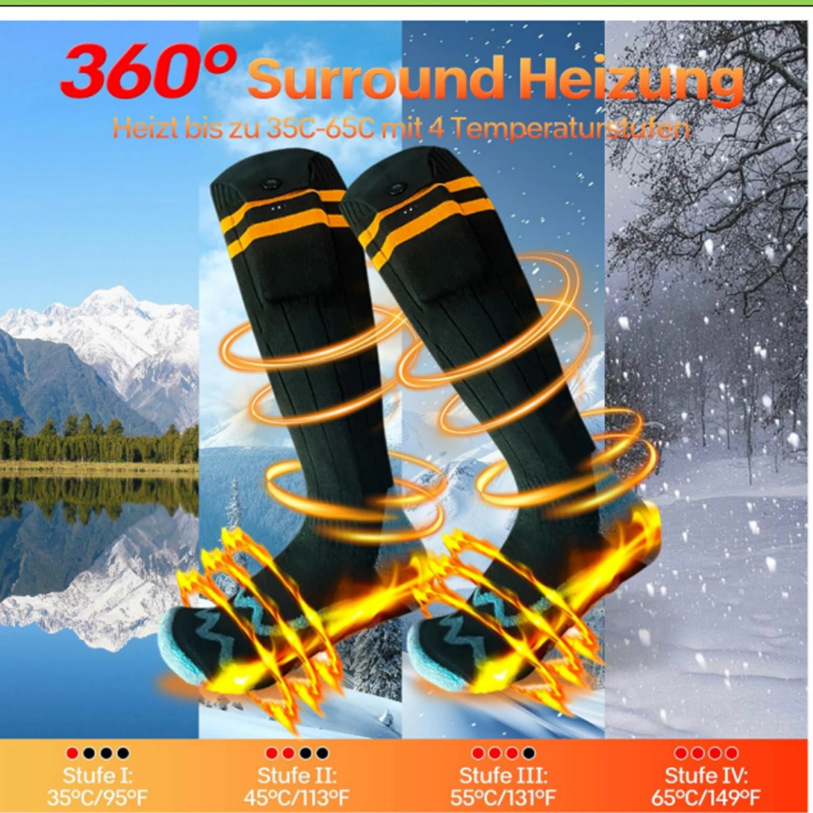 

Heated Socks Rechargeable 5000mAh Battery Electric Socks with 4 Temperature Settings for Men Women Rechargeable Heated Socks