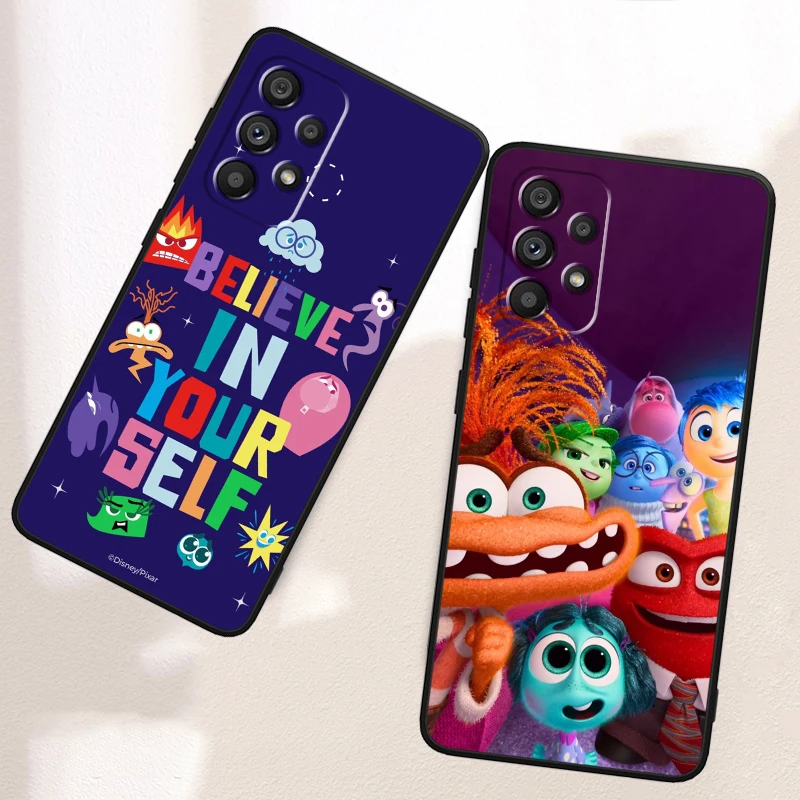 Inside Out Cartoon Cute For Samsung A53 A52 A33 A32 A51 A71 A21S A13 A73 A55 A22 A23 A35 A72 A54 A12 5G Black Cover Phone Case