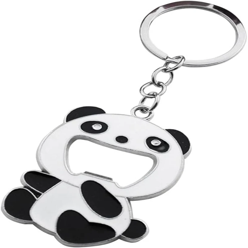 10 Pcs Panda Keychains Bottle Opener Key Rings Multi-functional Keyrings Cartoon Panda Keychains Decorative Tools for Key Beer