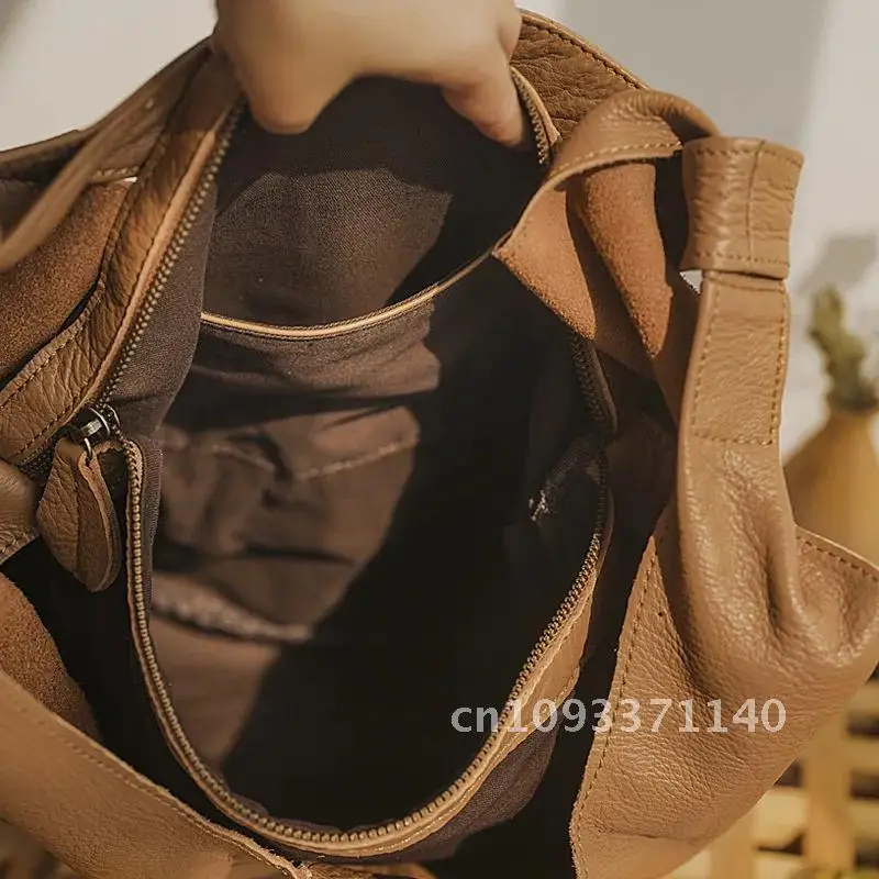 

Highend A4 Hobos Full Grain Vegetable Tanned Genuine Leather Handbag Coffee Brown Bag Black Shoulder Women Purse Green m9001