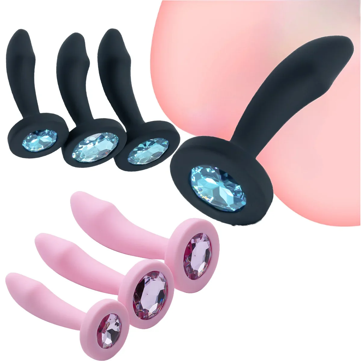 Silicone Anal Plug Gem Base Butt Plug Anal Masturbation Stimulator Anal Massage Dilatancy Toys G-point Massage Adult Sex Toys