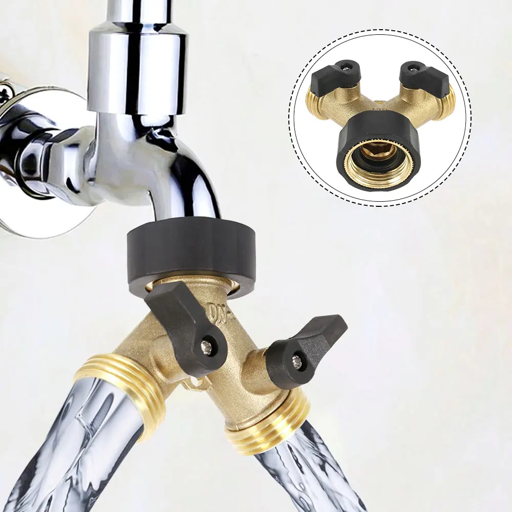 

Разветвитель шланга Латунный 2-ходовой разъем садового шланга Резьба 3/4 Y-образный адаптер для шланга Сверхмощный разветвитель водяного шланга с 7