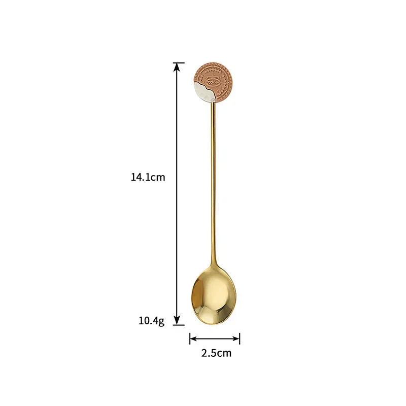 304 Stainless Steel Dessert Spoon Cute Cartoon Cookies Home Ice Cream Spoon Stirring Coffee Spoon Gold Kitchen Accessories