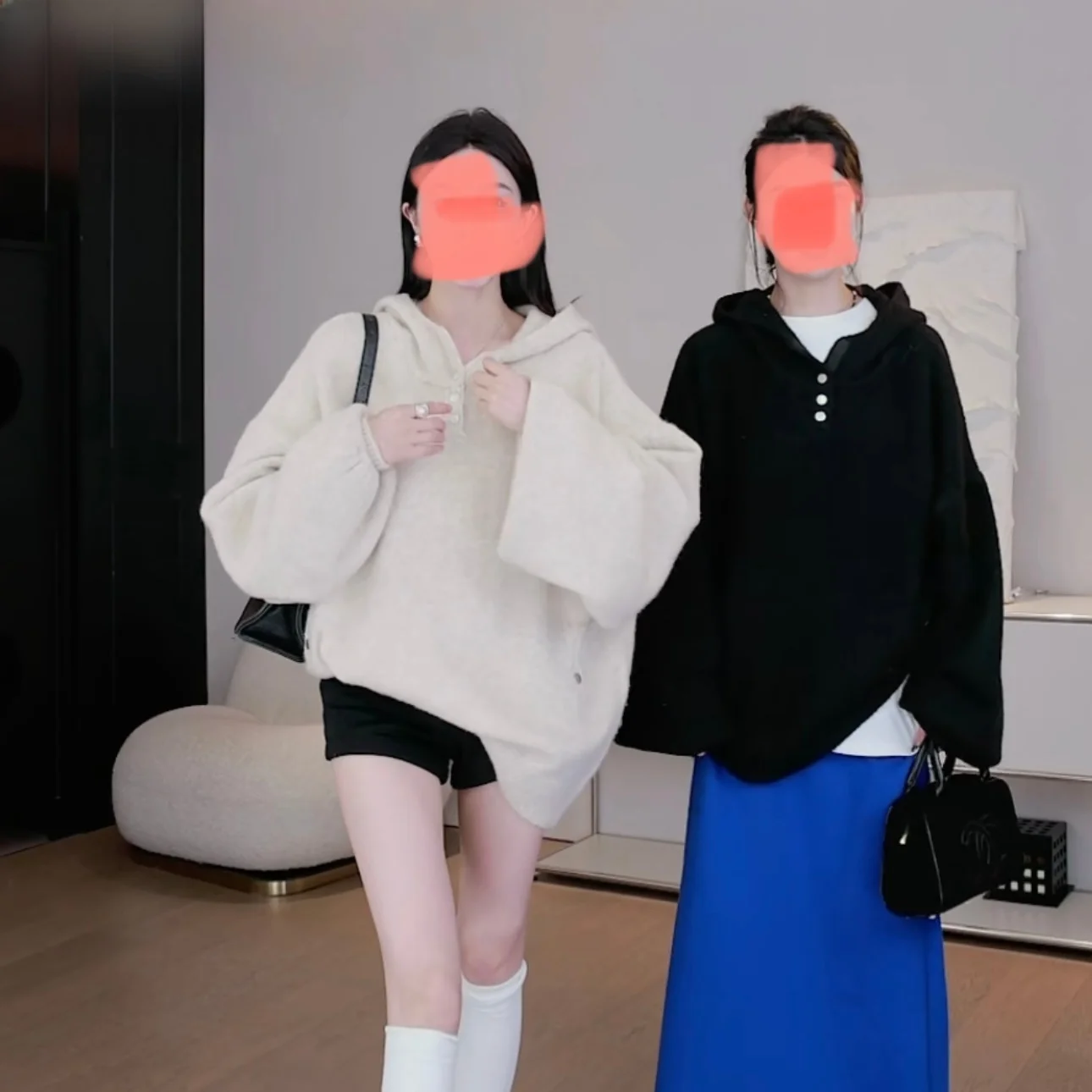 Women's Hoodie Sweatshirt Jacket Thickened Loose Lazy Style American Retro Casual Knitted Top Winter Fashion Streetwear