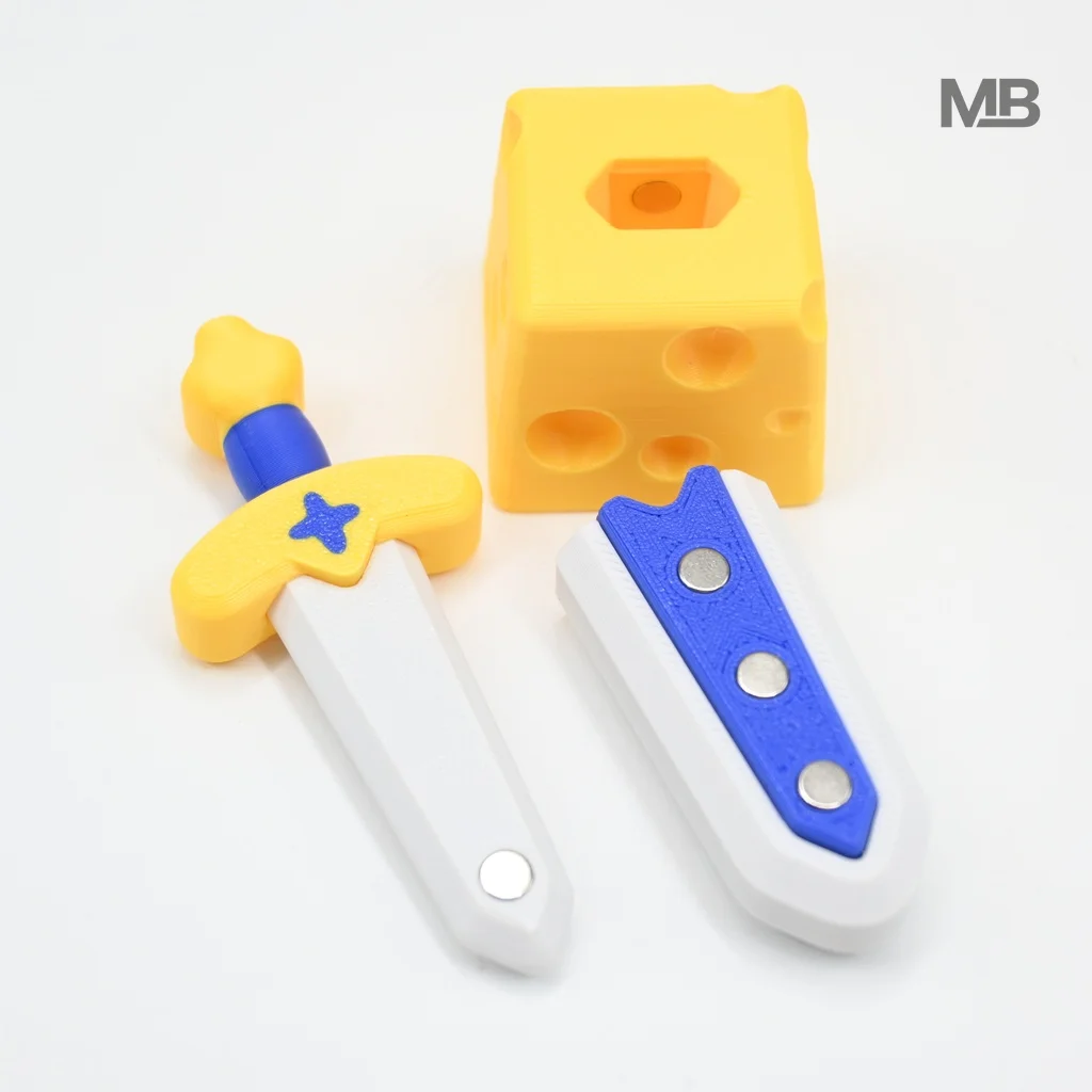 Sword in Stone Cheese Fidget Cosplay Prop Magnetic Sheath Desk Press Sensory Stress Relief Decompression Novelty Fun Gift