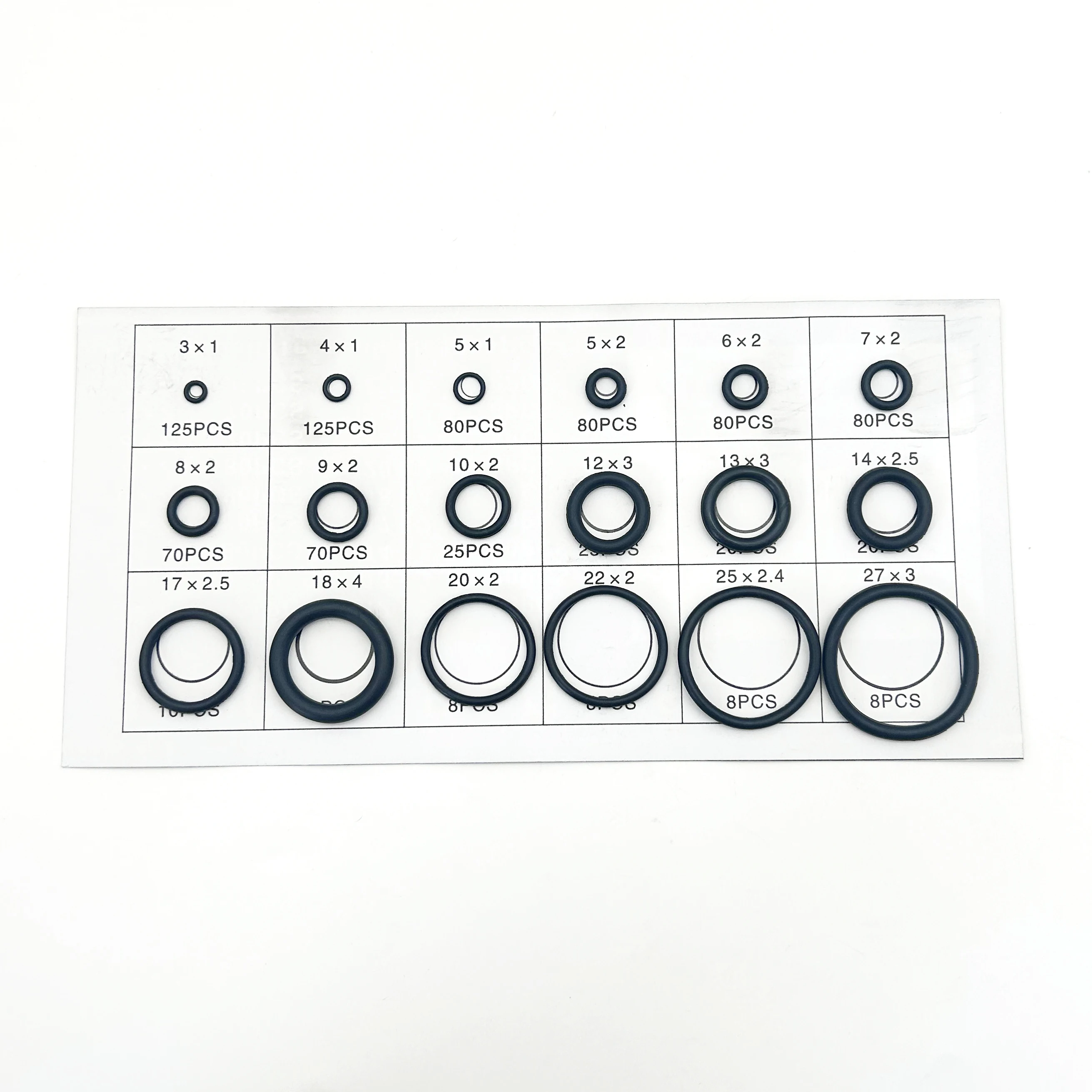 

850Pcs NBR O Ring Assortment Set Black Nitrile Rubber CS 1mm-4mm OD 3mm-27mm Durable Seals for Valves Fittings Hoses Machinery