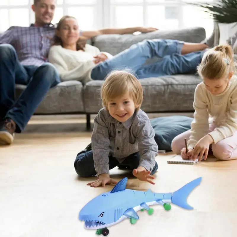 Electric Shark Toy Anti-Fall Shark Toy In Cute Shark Design Leash Light Up Shark Toy For Stimulating Body Movement And