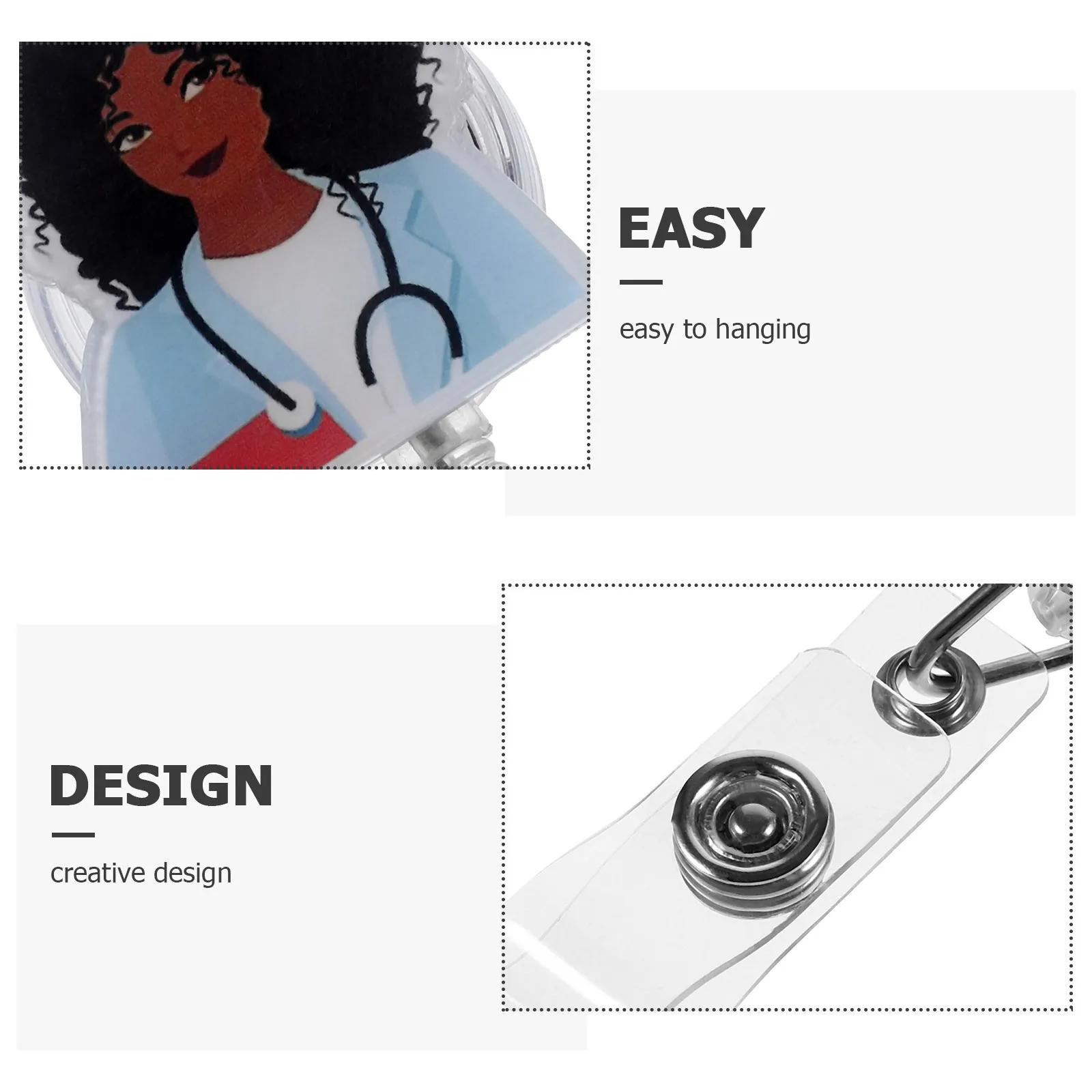 

Nurse Name Badge Holder Retractable Id Card Clip Multi-Function Anime Badge Reel for Industry Workers Name Tag Holder