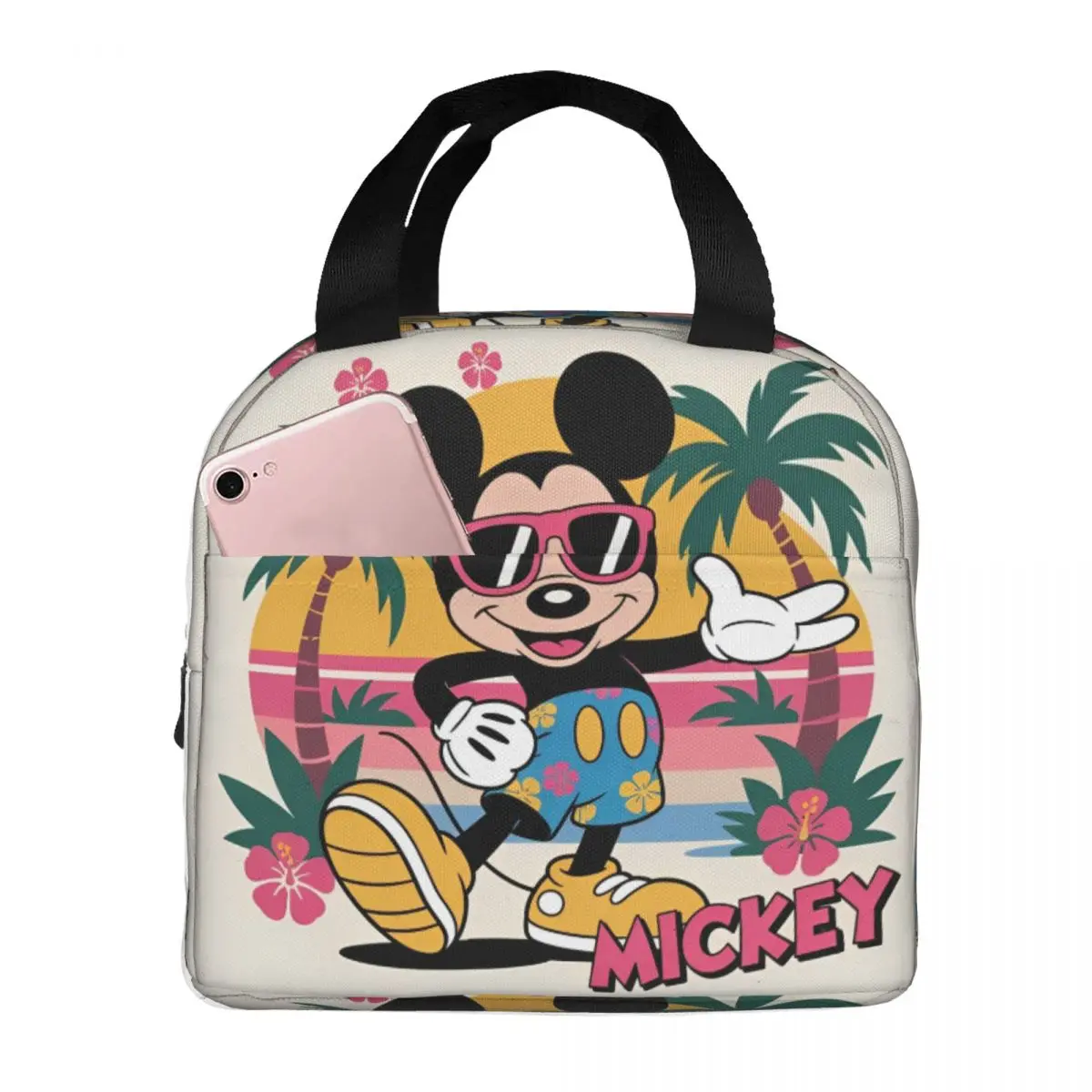 

Mickey Mouse Animal Print Lunch Bag Beach Lunch Box For Girls Casual Graphic Design Thermal Lunch Bags Waterproof Cooler Bag