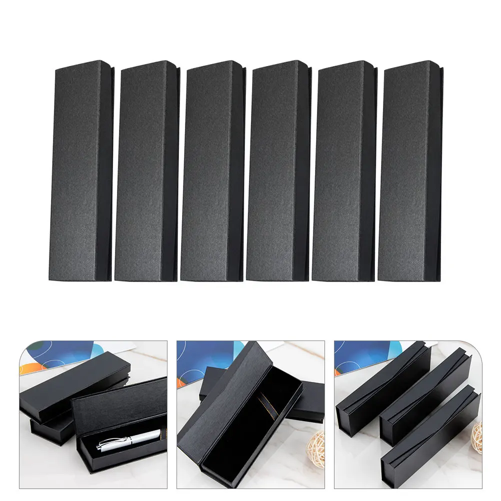 6Pcs Empty Fountain Pen Case Angular Simple Gift Pens Jewelry Storage Presentation Pencil