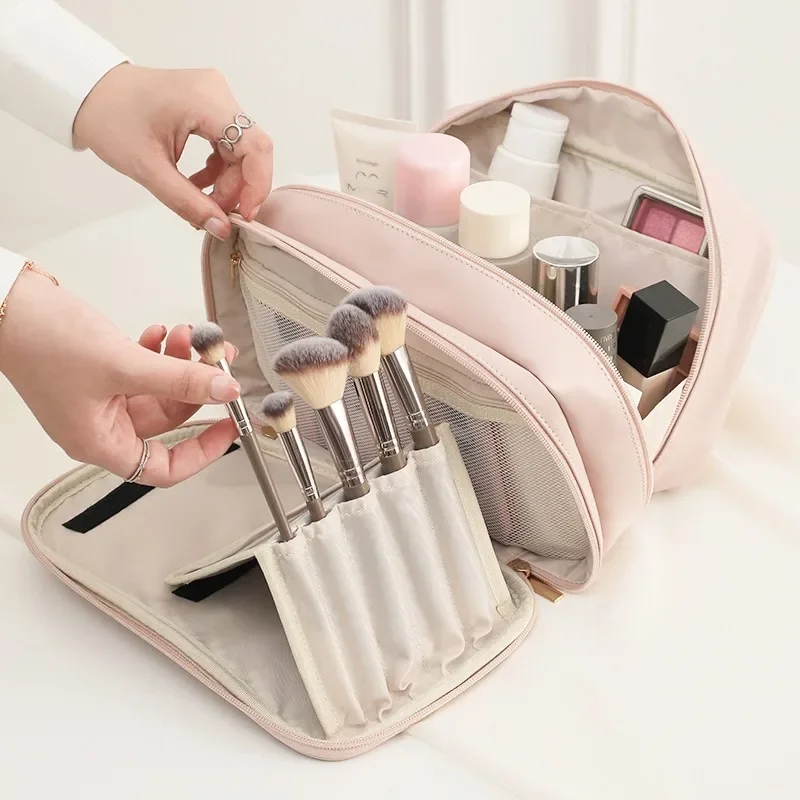 Large-capacity Cosmetic Bag Organizer Portable PU Leather Waterproof Makeup Storage Bag Travel Handbag Toiletry Bags 2024 New