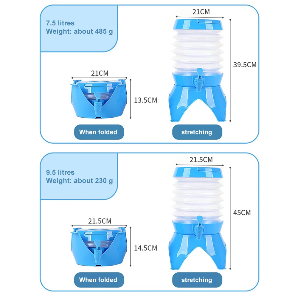 야외 접이식 물 양동이, 캠핑 여행 피크닉 주스 음료 보관 탭 양동이 도구, 3.5, 5.5, 7.5L, 9.5L