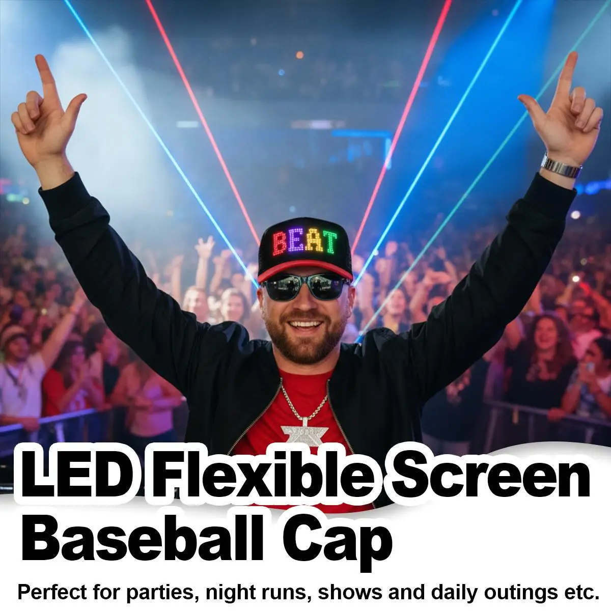 Smart LED Hat Programmable Digital Display Screen Light Up Message Hat Club Accessories USB Led Art Gift Room Home Deco Adult