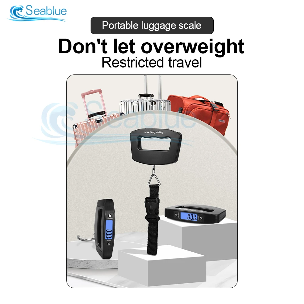 50Kg 10g Portable Digital Electronic Suitcase Weighting Luggage Handheld Fish Hook Hanging Scale Backlight Display